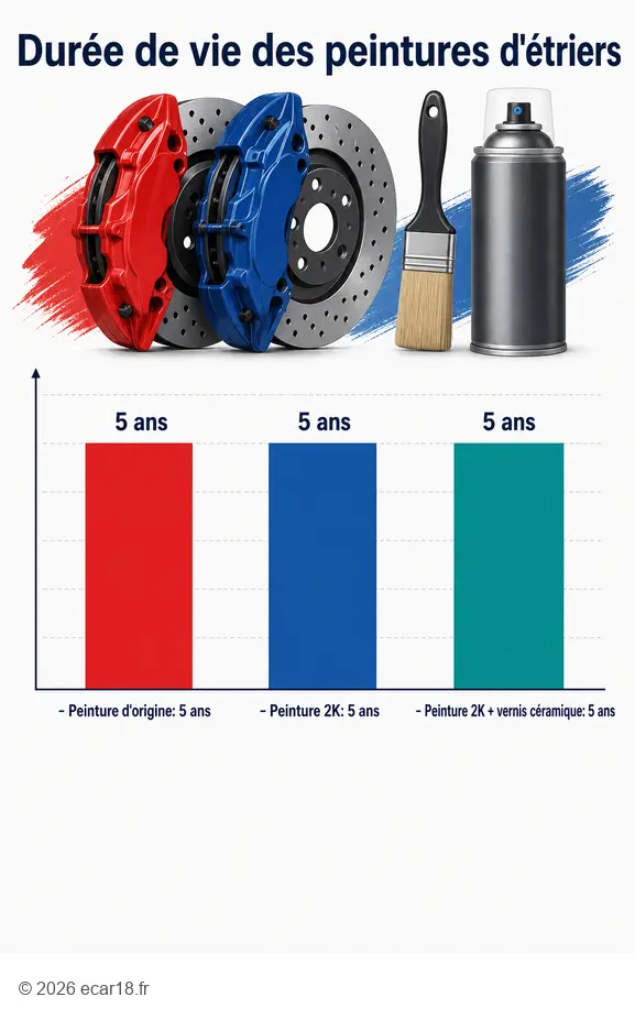 Comparaison de la durée de vie de la peinture-etrier-de-frein selon le type d'application.