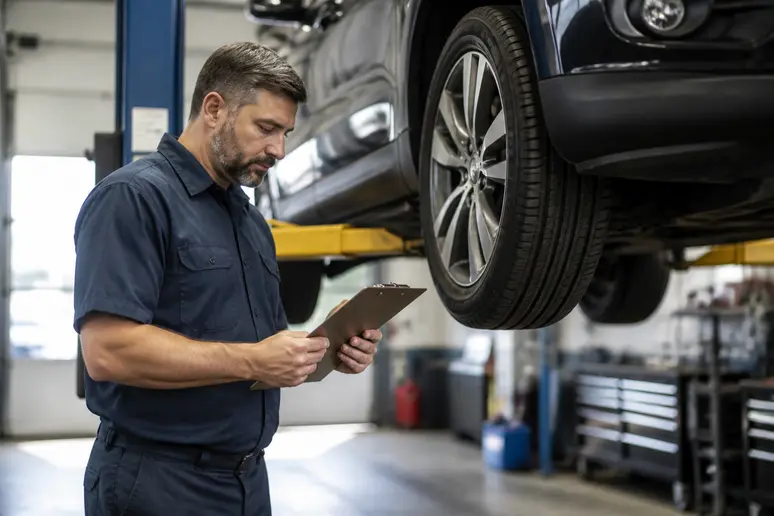 Contrôle des opérations de révision automobile à l'aide d'une liste de vérification papier.