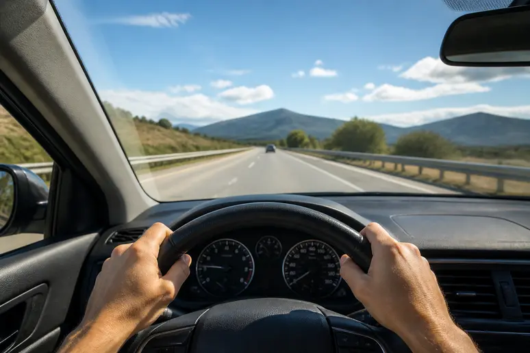 Conducteur attentif au volant sur autoroute pour évaluer les formules de Radarbot avis