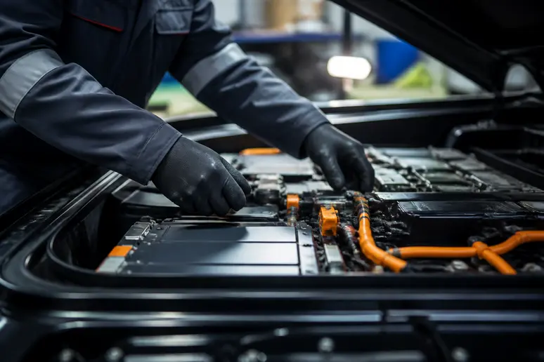 Technicien en intervention dans l'atelier mécanique de la concession Renault Valenciennes.