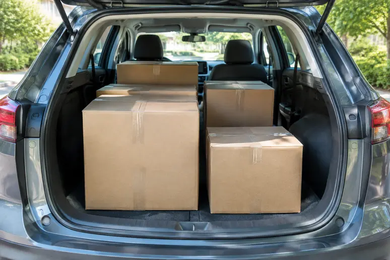 Volume de chargement d'un coffre de voiture avec les sièges arrière rabattus
